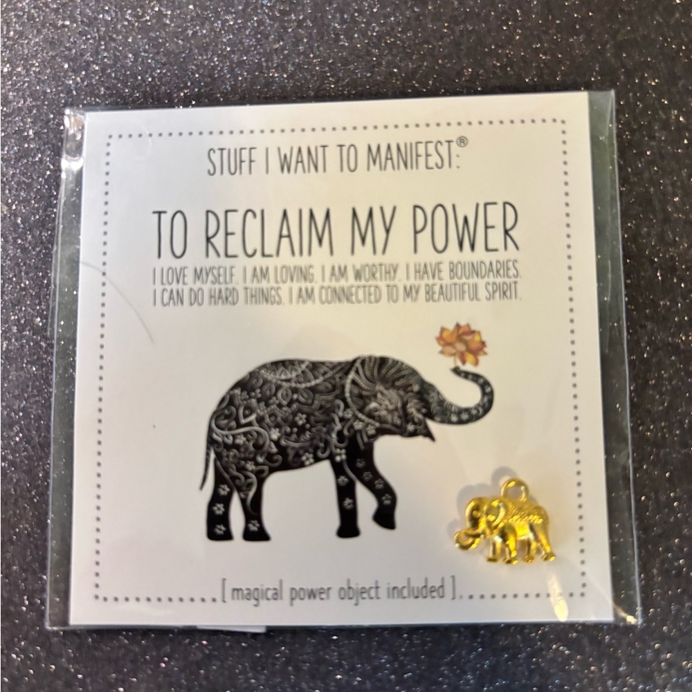 Gold Elephant Charm with Inspirational Card